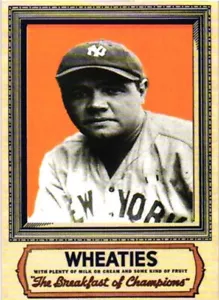 Babe Ruth Wheaties Pubblicità Novità Ristampa Card - Foto 1 di 4