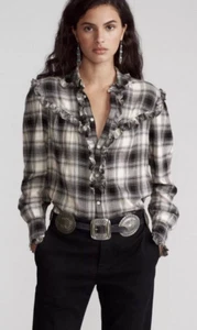 Polo Ralph Lauren Vintage Hemd weiß/schwarz Rüschenbesatz kariert Gr. S/P - Bild 1 von 22