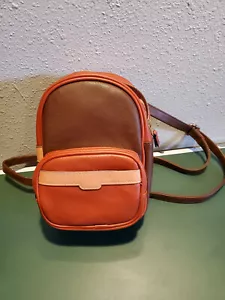 Faux leather two-toned brown mini backpack, barely used - Picture 1 of 8