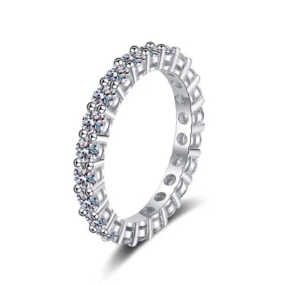 2.2ct 3mm Moissanite Eternity Ring Wedding Band Women 925 Sterling Silver Gift - Image 1 of 4