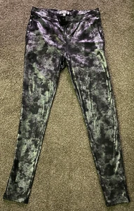Jennifer Lopez Women's Leggings Silverfoil Black Snakeskin Mid Rise Size 6 - Picture 1 of 10