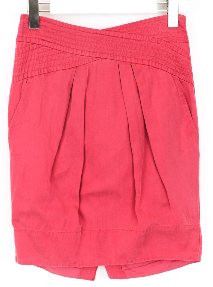 FALDA HUGO BOSS Baveda-D Mujer UK 8 Mezcla De Seda Plisada Mini Rosa - Imagen 1 de 4