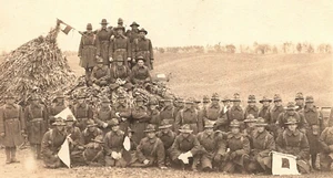 C1910 WWI Era Platoon Photo US Army Signal Corps RPPC Postcard Flags Bugle - Picture 1 of 3