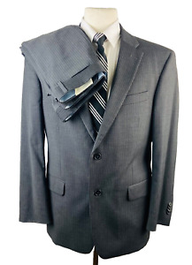 Tommy Hilfiger Mens 40S Gray Stripe Wool 2 Piece Suit With Dress Pants 33x29