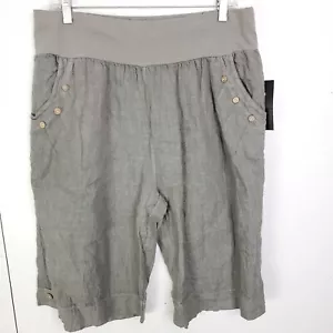 Ornella Paris Shorts Womens XXL Linen New Bermuda Longer Length Midi Stretch New - Picture 1 of 11