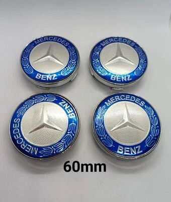 4 TAPPI COPRI MOZZO COMPATIBILE MERCEDES CERCHIO DA 60MM CLASSE A B C E CLA CLK - Immagine 1 di 3
