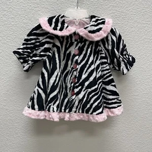 Love & Lace Girls 6 Months Fleece Swing Coat Jacket Plush Zebra Whimsical Minky - Picture 1 of 7