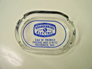 Brandenburg Electric 244 W Patrick Frederick Md Glass Advertising Ashtray - Picture 1 of 3