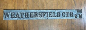 vintage antique cast iron lead metal WEATHERSFIELD Connecticut road sign 19th c. - Picture 1 of 12