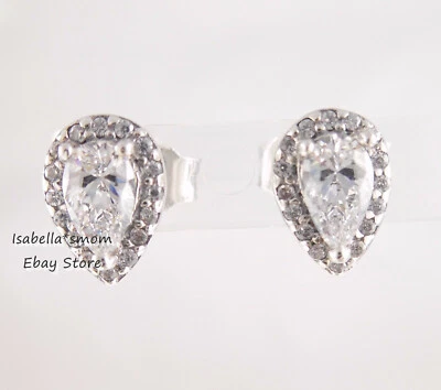 Splendente Teardrops Autentico PANDORA Argento Zirconia Orecchino 296252CZ Nuovo - Immagine 1 di 4