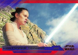 Star Wars Last Jedi Series 2 PURPLE PARALLEL BASE Card #49 / LIGHTSABER TRAINING - Picture 1 of 2