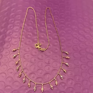 ❤️ 10K Yellow Gold Tri-Color 17” Tiny Petals Chain Necklace Italy - Picture 1 of 8