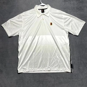 Vintage Nike Fit Poloshirt Herren Large Weiß Court Patch Logo Kurzarm Golf - Bild 1 von 11