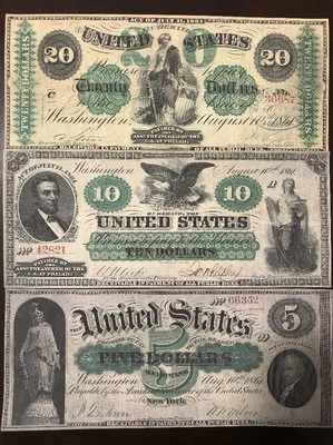Reproduction Copies 1861 Demand Notes $5,$10,$20 Civil War USA See Description - Image 1 of 4