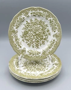 J & G Meakin Avondale Green Ironstone 7” Dessert Lunch Plates Set of 4 - Picture 1 of 10