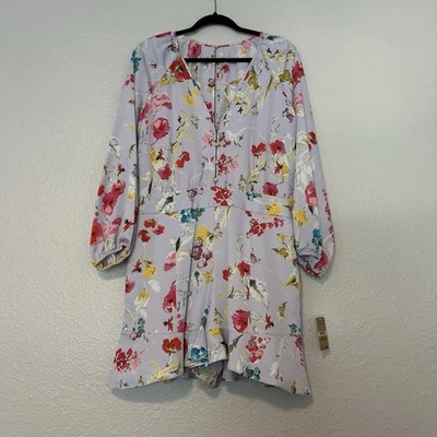 Romper feminino Rachel Rachel Roy floral 14 novo com etiquetas floral azul fluido - Imagem 1 de 4