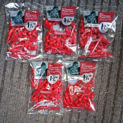 Red Graduated Plastic  Golf Tees X 5 Packs - Image 1 of 3