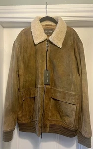 Authentic Slate & Stone Goat Suede Aviator Jacket In Sand Size XXL - Picture 1 of 9
