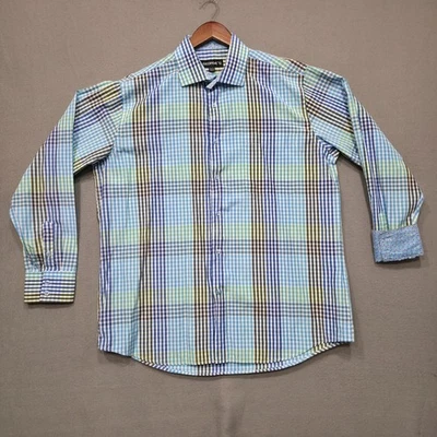 Camisa de vestir George's para hombre multicolor a cuadros manga larga puño abatible talla 17-17,5-36/37 Foto 1 de 4