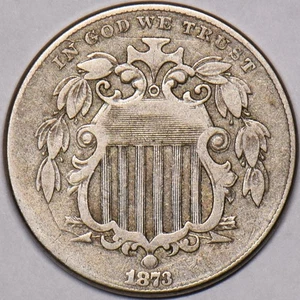 1873 Open 3 Shield Nickel; Nice Original VF - Picture 1 of 2