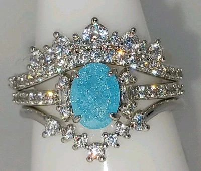 Cristal de hielo aguamarina “A Queens Delight” talla 9.     Ajuste de 3 anillos.   RBP7442 Foto 1 de 4