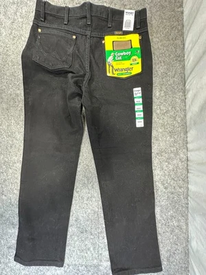 Novo com etiquetas Wrangler Jeans Masculino 34 x 29.5 Corte Cowboy Slim Fit Denim Sombra Preto 936WBK - Imagem 1 de 4
