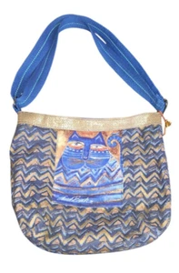 Laurel Burch Azul Crossbody Bag LB5361 With Cat Design & Adjustable Strap - Picture 1 of 10