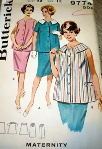 * SCHÖNES VINTAGE 50er Jahre Umstands TOP HOSE ROCK BUTTERICK Schnittmuster 12/32 FF - Bild 1 von 1