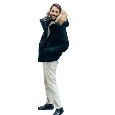 Chaqueta acolchada Burberry Down negra con capucha cachemir talla UK/US38 Foto 1 de 4