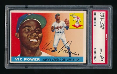 1955 Topps #30, Vic Power PSA 6 excelente color Foto 1 de 2