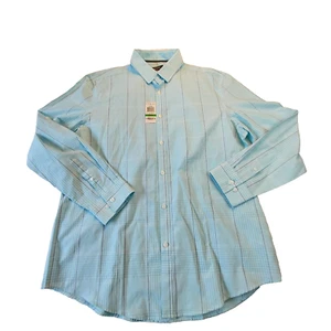 NWT ALFANI Mens Shirt Large Light Blue Plaid Long Sleeve Button Down New - Picture 1 of 6