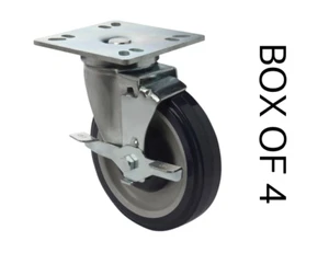 Paquete de 4 ruedas Focus FPCST5 de 5 pulgadas con freno sin marcas - Imagen 1 de 1