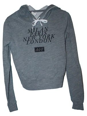 Abercrombie & Fitch Gray LS Cropped Hoodie Sweatshirt Size S Juniors - Image 1 of 4