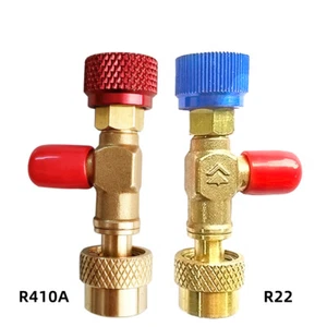 2x Valve Adapter R22&R410A liquid Safety Valve Charging Hose Car A/C Refrigerant - Picture 1 of 10