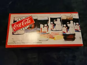 8 Coca-Cola Collectable Glasses - New in Box - #7249 Indiana Glass - Picture 1 of 5