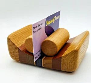 Business Card Holder-Artist Crafted Stained Hardwood by David Levy-Davis CA-VTG - Picture 1 of 14