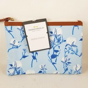 Umbral 6" x 9" Cremallera Lino Bolsa Azul Floral... Nuevo  - Imagen 1 de 8