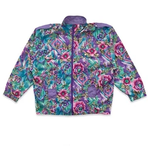 Vintage 80’s Women’s Pierre Cardin Windbreaker Jacket XL 80’s Flowers floral - Picture 1 of 10