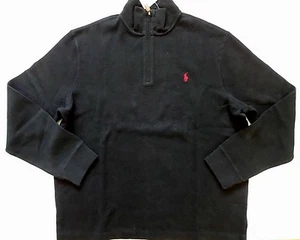 New Ralph Lauren Polo Black Half Zip Ribbed 100% Cotton Sweater size S - Picture 1 of 4