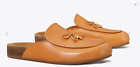 Tory Burch Charm Mules Flat Slip-on Brandy Genuine Leather Natural Cork Size 7.5