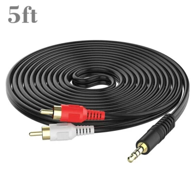 RCA Cable 3.5mm TRS Male To 2 RCA Male Stereo Audio Adapter AUX Y Insert Cord - Image 1 of 4