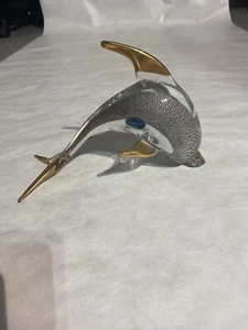 Murano Crystal Dolphin Figurine Made In Italy - Picture 1 of 11