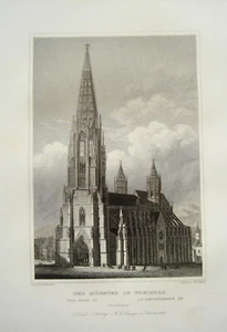 Freiburg im Breisgau  Dom wunderschöner echter Stahlstich 1842 - Picture 1 of 1