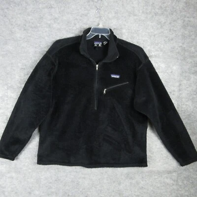 VTG Patagonia Jacket Mens Medium Black Regulator Fleece Polartec 1/4 Zip USA - Image 1 of 4