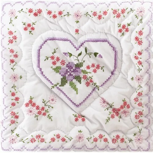 TOBIN HOME CRAFTS- QUILT BLOCKS FOR EMBROIDERY - LILAC HEARTS | eBay