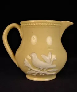 VERY RARE 1800s MINI 2 ½ INCH EXCEPTIONAL BEADED ROBIN PITCHER YELLOW WARE MINT - Picture 1 of 11