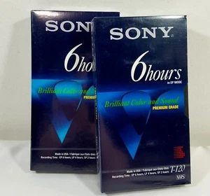 Sony T-120 2x leere VHS Kassette Farbe und Ton 6 Stunden neu versiegelt - Bild 1 von 5