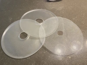 2 Solid Fruit Leather Dehydrator Trays 1 easy clean mesh 11 3/4” diameter - Picture 1 of 5