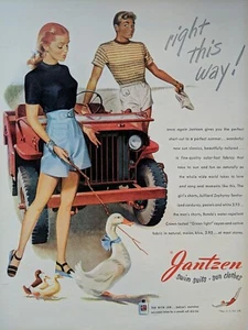 Vintage 1946 Jantzen Badeanzüge mit Willys Jeep nach dem Zweiten Weltkrieg. - Bild 1 von 1