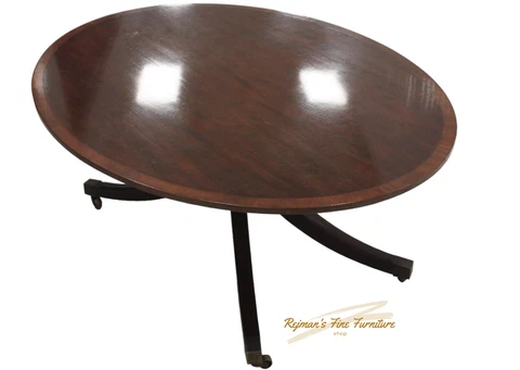 Baker Furniture Solid Mahogany Oval Top Pedestal Cocktail Table Cover